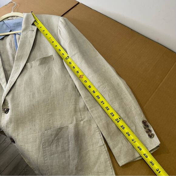 Peter Millar 100% Linen Summer Two Button Blazer Suit Jacket Beige XL - Picture 10 of 12
